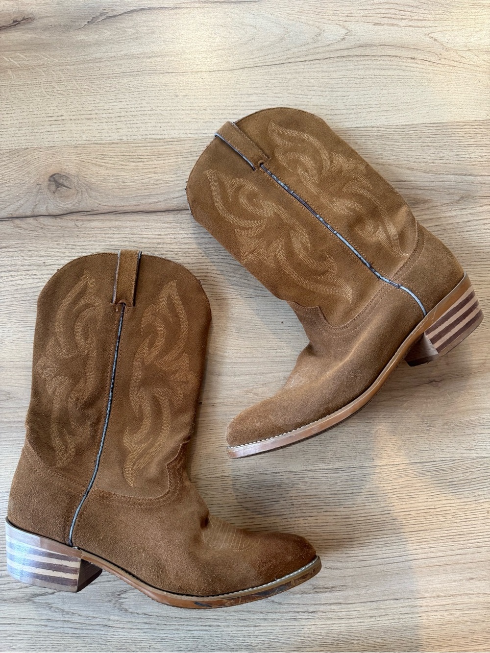 Durango Men's Brown Suede Western Cowboy Boots Embroidered Size 11 D